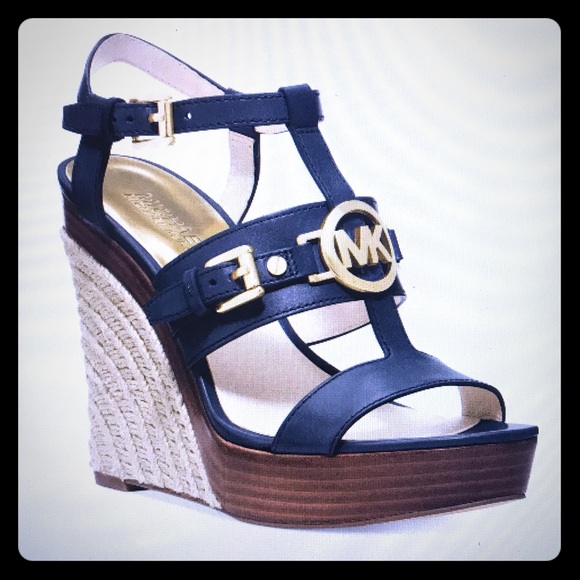 michael kors blue wedges